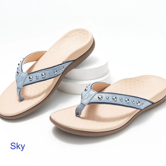 Vionic Leather Studded Thong Sandals - Vanessa - Picture 7 of 14